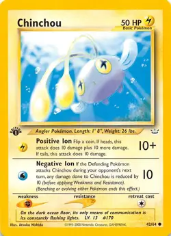 Chinchou 1st Edition 42/64 Neo Revelation Pokemon - Image 1