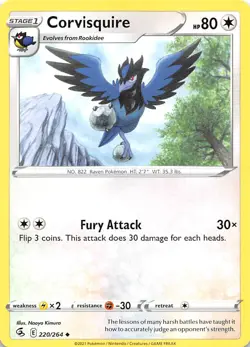 Corvisquire 220/264 SWSH08: Fusion Strike Pokemon 003234 - Image 1