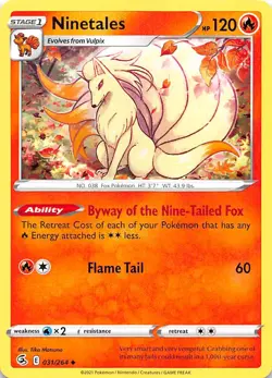 Ninetales (31) 031/264 SWSH08: Fusion Strike Pokemon 003227 - Image 1