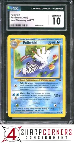 2001 POKEMON NEO DISCOVERY #44 POLIWHIRL CGC 10 - Image 1