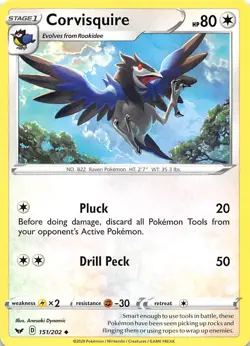 Corvisquire 151/202 SWSH01: Sword & Shield Base Set Pokemon 003047 - Image 1