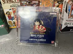 One Piece EN OP-01 Romance Dawn Blue Bottom Booster Box Sealed w/ Acrylic Case - Image 1