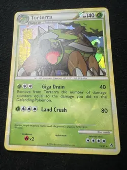 Torterra 10/95 Cracked Ice Holo Bleed Rare Pokemon TCG HGSS Unleashed Card - NM - Image 1