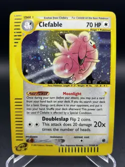 2002 Clefable - 7/165 - Pokemon Expedition Holo Rare Card Vintage - Image 1