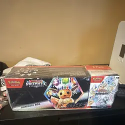 Pokemon Prismatic Evolutions Surprise Box Booster 2-Pack Eevee Trading Cards - Image 1