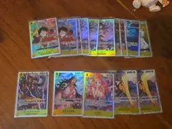 15x japanese one piece super rare GREEN SR card lot assorted sets - Image 1