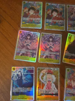 15x japanese one piece super rare GREEN SR card lot assorted sets - Image 2