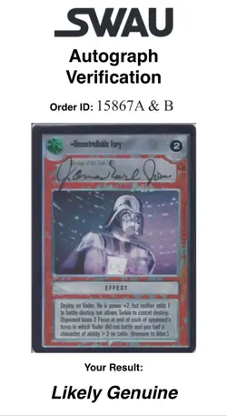 Star Wars CCG - James Earl Jones (Darth Vader) - signed card - SWAU verification - Image 1