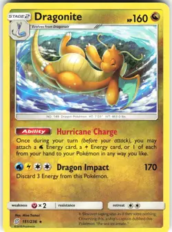 Dragonite 151/236 Pokemon SM - Unified Minds Normal Rare NM - Image 1