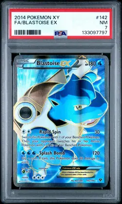 2014 POKEMON XY #142 FULL ART/BLASTOISE EX PSA 7 - Image 1