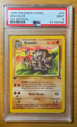 1999 Pokemon Fossil #37 Graveler 1st Edition PSA 9 - Image 1
