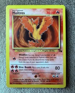 *Australian Print* Pokemon TCG: 1999-2000 Red Logo Fossil Rare Moltres. LP. - Image 1