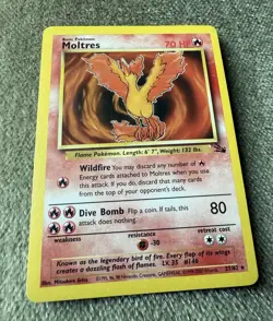 *Australian Print* Pokemon TCG: 1999-2000 Red Logo Fossil Rare Moltres. LP. - Image 2