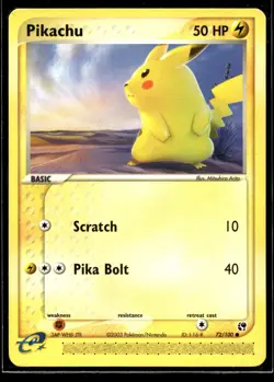 2003 Pokemon EX Sandstorm 72 Pikachu LP - Image 1