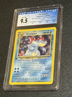 Pokemon CGC 9.5 GEM Neo Genesis Feraligatr 1ST EDITION HOLO #4 CGC 10 UPGRADE 💎 - Image 1