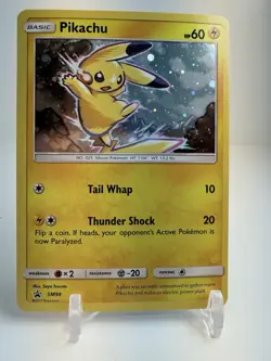 2017 Pokemon Sun & Moon Black Star Promo SM98 Pikachu Cosmos Holo NM - Image 5