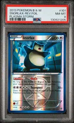 2013 POKEMON BW PLASMA STORM SNORLAX #101 REVERSE PSA 8 NM #130921205 - Image 1