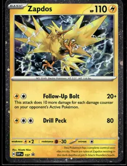 2024 Pokemon SVP EN BSP 157 Zapdos Surging Sparks 3 Pack Blister NM - Image 1