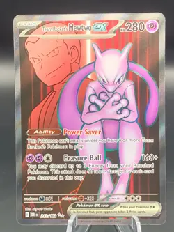 2023 Pokemon 151 Team Rocket's Mewtwo EX Secret Rare #213/182 - NM - Image 1