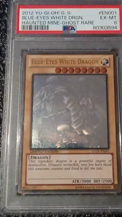Konami Yu-Gi-Oh! Blue-Eyes White Dragon Ghost Rare Haunted Mine GLD5-EN001 PSA 6 - Image 1