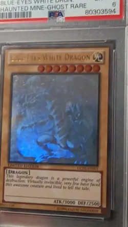 Konami Yu-Gi-Oh! Blue-Eyes White Dragon Ghost Rare Haunted Mine GLD5-EN001 PSA 6 - Image 2