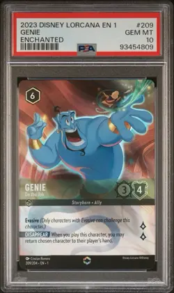 Disney Lorcana Genie On The Job Enchanted 209/204 First Chapter Holo PSA 10 - Image 1