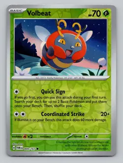 Reverse Holo Volbeat 009/167 Common SV06: Twilight Masquerade Pokemon - Image 1