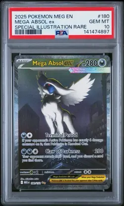 2025 POKEMON MEGA EVOLUTION SPECIAL ILLUSTRATION RARE #180 MEGA ABSOL EX PSA 10 - Image 1