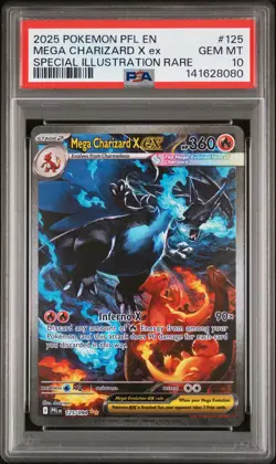 2025 POKEMON PFL EN-PHANTASMAL FLAMES #125 MEGA CHARIZARD X EX PSA 10 - Image 1