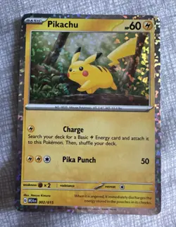 Pokemon Pikachu Basic HP60 Game Card Holo 002/015 - Image 2