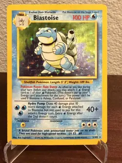 Pokemon Blastoise Holo Rare 100 HP Base Set 2/102 1999 WOTC Card - Image 1