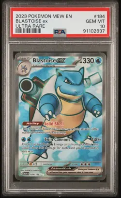 PSA 10 GEM MINT Blastoise EX 151 MEW EN Ultra Rare #184/165 Pokemon - Image 1
