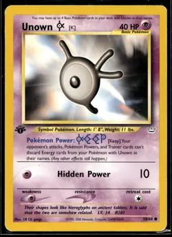 2001 Pokemon Neo Revelation 58 Unknown K 1st Edition LP - Image 1