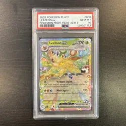 2025 POKEMON PLAY! POKEMON PRIZE PACK: SER 7 #006 LEAFEON EX PSA 10 - Image 1