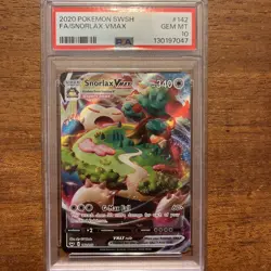 Pokemon 2020 Sword & Shield Snorlax VMAX Full Art Holo #142/202 PSA 10 - Image 1