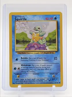 SQUIRTLE 1999 POKEMON BASE SET COMMON B 63/102 Q6476 - Image 1