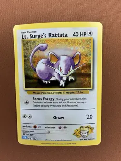 Pokemon Lt. Surge's Rattata Holo Trading Card Game Classic 015/034 - Image 1