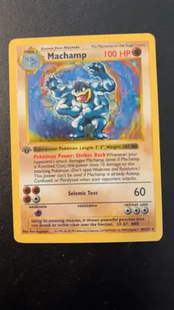 Machamp 008/102 Base Set 1st Edition Shadowless Holo Pokemon WOTC LP - Image 1
