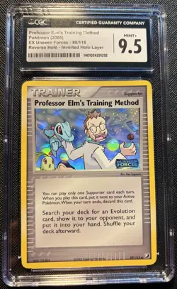 2005 Pokemon Unseen Prof Elm’s Training Method Inverted Rev Holo Layer CGC 9.5 - Image 1