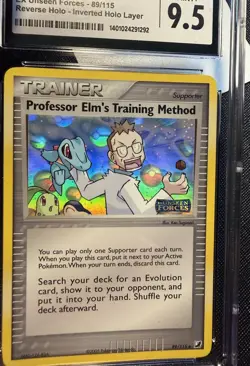 2005 Pokemon Unseen Prof Elm’s Training Method Inverted Rev Holo Layer CGC 9.5 - Image 3