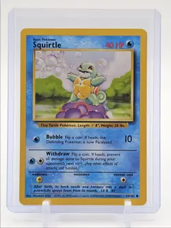 SQUIRTLE 1999 POKEMON BASE SET COMMON A 63/102 Q6476 - Image 1