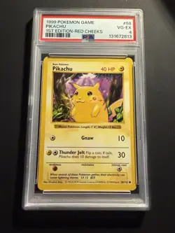 1999 POKEMON BASE SHADOWLESS 1st Edition mislabelU RED CHEEKS #58 PIKACHU PSA 4 - Image 1