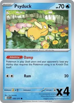 Pokemon Psyduck 039/217 TCG 4 Cards English Regular Finish Nintendo - Image 1