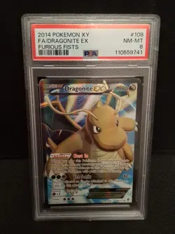2014 POKEMON XY FURIOUS FISTS #108 FULL ART DRAGONITE EX PSA 8 CARD RARE - Image 1