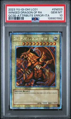 2010 Yu-Gi-Oh! The Winged Dragon Of Ra Quarter Century Secret #LC01-EN003 PSA 10 - Image 1