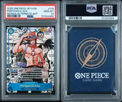 2025 One Piece OP13 EN Manga Alternate Art #119 Portgas D. Ace PSA 10 GEM MINT - Image 3