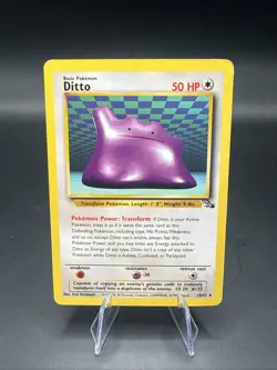 Pokemon TCG Ditto 18/62 Non-Holo Rare Fossil Vintage WOTC Card LP Condition 1999 - Image 1
