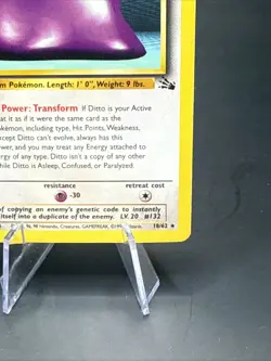 Pokemon TCG Ditto 18/62 Non-Holo Rare Fossil Vintage WOTC Card LP Condition 1999 - Image 3