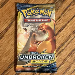 Pokemon TCG SM Unbroken Bonds Booster Pack 10 Card Sealed Charizard Reshiram - Image 1