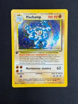 Pokemon Machamp 8/102 Set Base Rara Holo Swirl Prima Edizione Wizards IT Vintage - Image 1